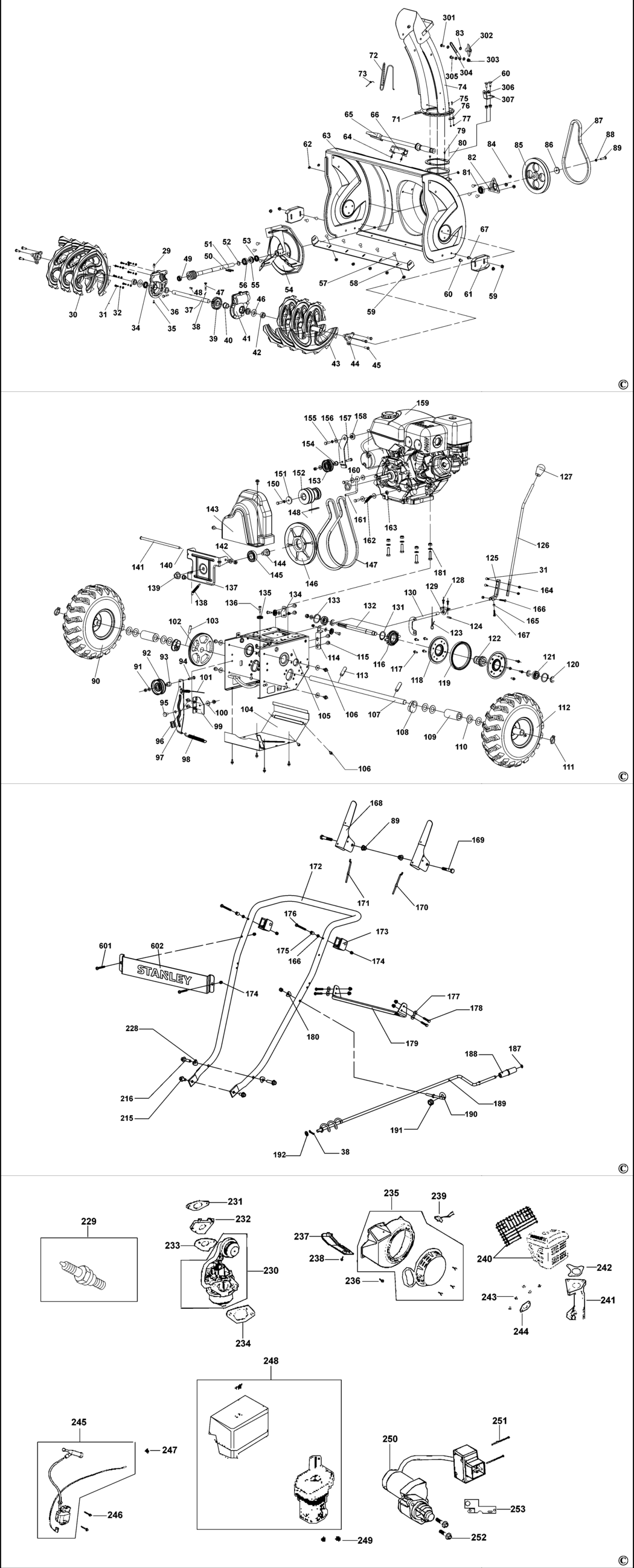 Stanley SPT-270-720 Type 1 Snow Thrower Spare Parts