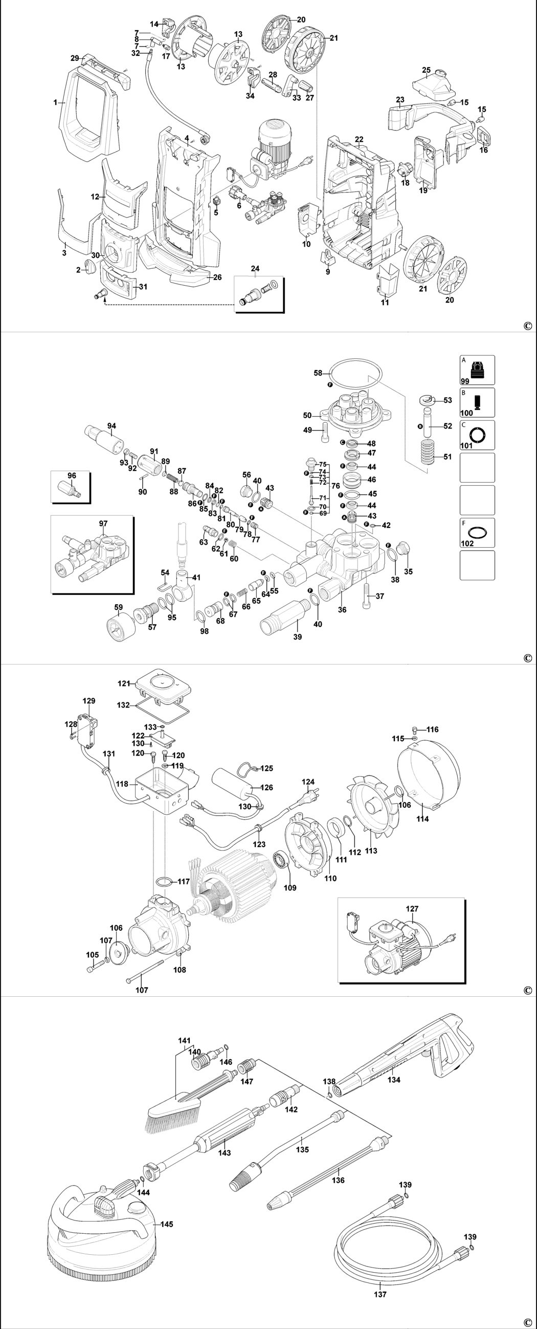 Stanley SXFPW28PE Type 1 Pressure Washer Spare Parts