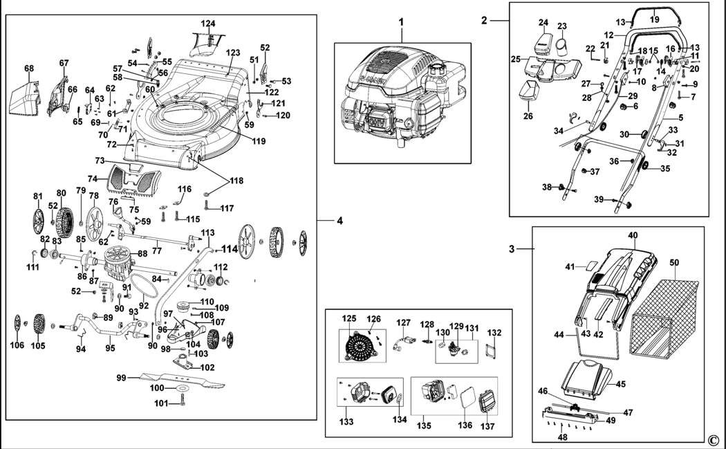 Stanley SLM139460SP Type 1 Petrol Mower Spare Parts