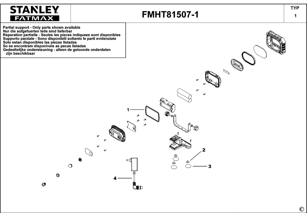 Stanley FMHT81507-1 Type 1 Worklight Spare Parts
