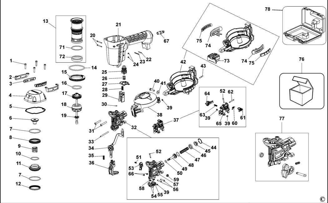 Bostitch RN46DW-1 Type REV A Nailer Spare Parts