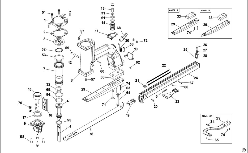 Bostitch P51 Type REV A Pneumatic Plier Spare Parts