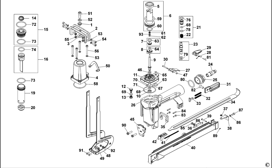 Bostitch P88SJ-E Type REV C Pneumatic Stapler Spare Parts