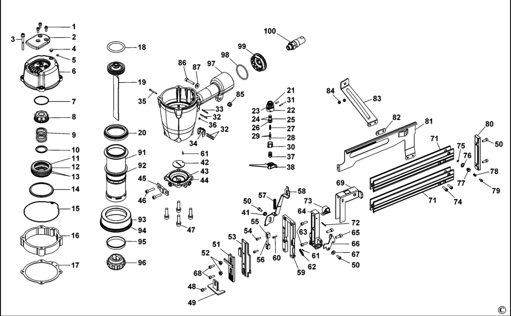 Bostitch SB130S1-2-E Type REV A Pneumatic Stapler Spare Parts