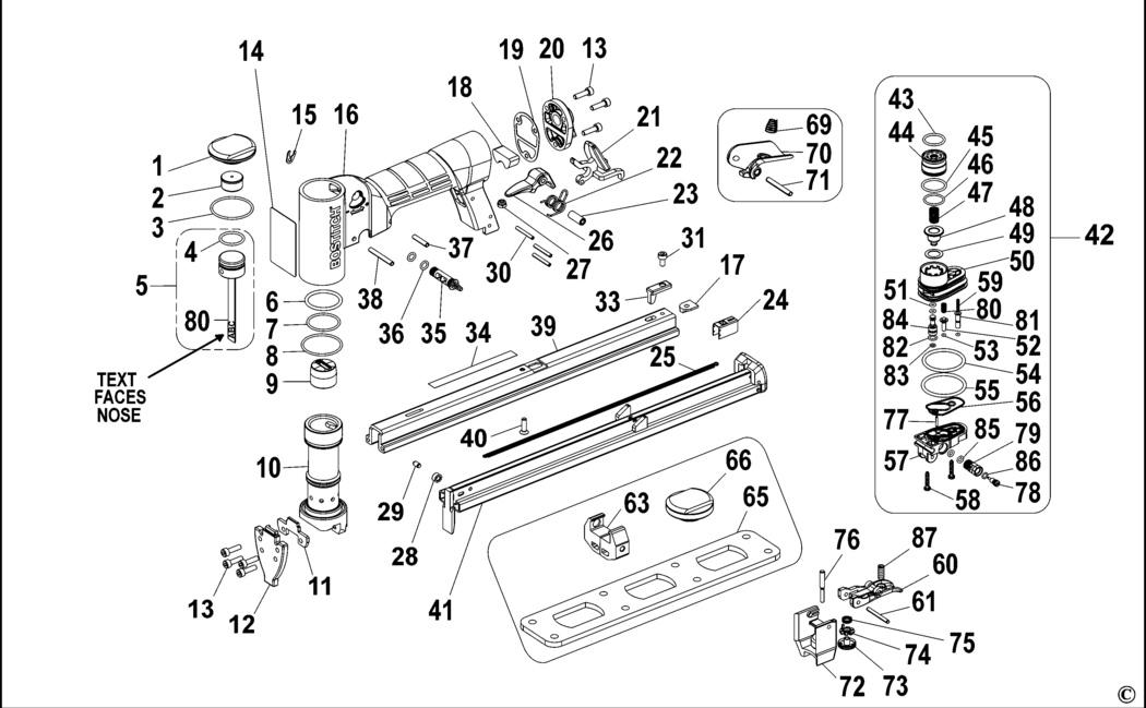 Bostitch 21680B-ALM-E Type REV A Pneumatic Stapler Spare Parts
