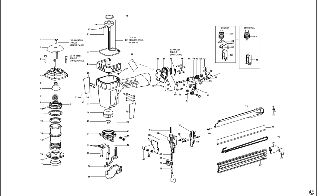 Bostitch 765Q-1E Type Rev 1 Pneumatic Stapler Spare Parts