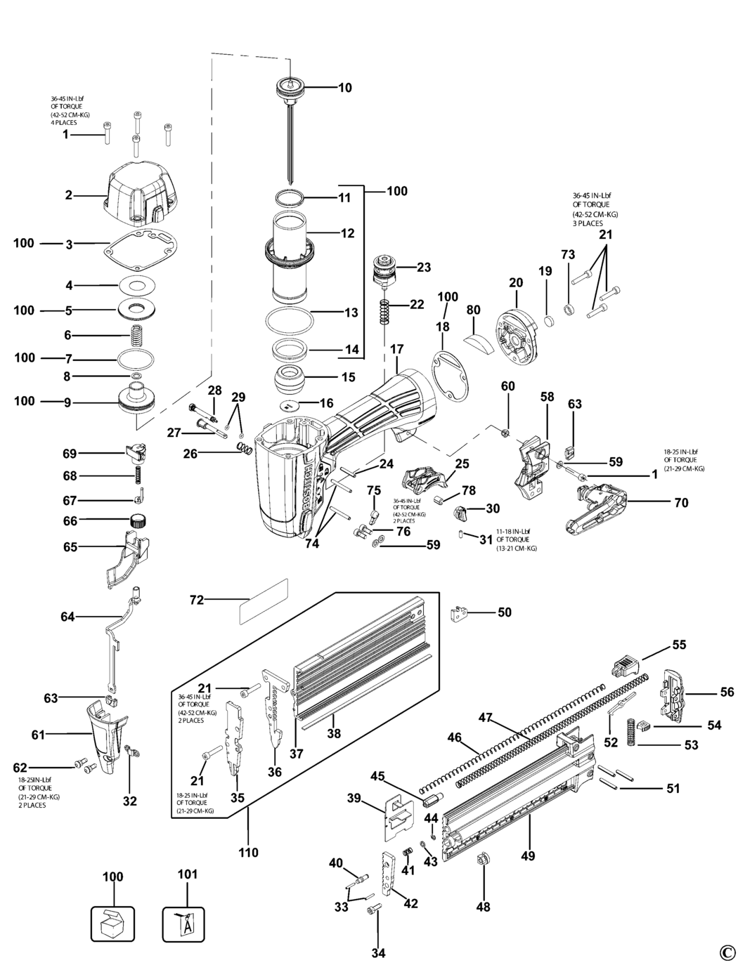 Bostitch BT1855-E Type Rev 1 Nailer Spare Parts
