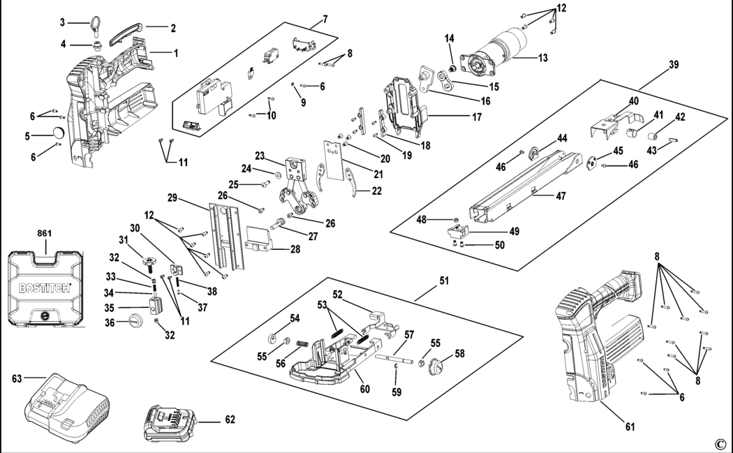 Bostitch DSA-3522 Type Rev 1 Stapler Spare Parts