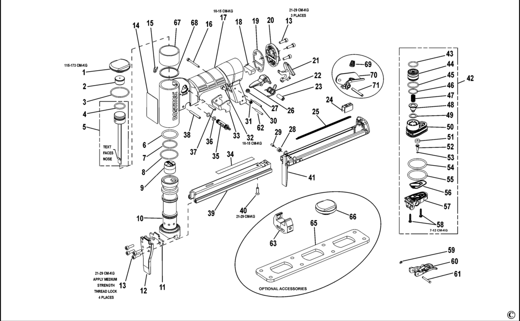 Bostitch 21671B-LN-E Type Rev 1 Stapler Spare Parts