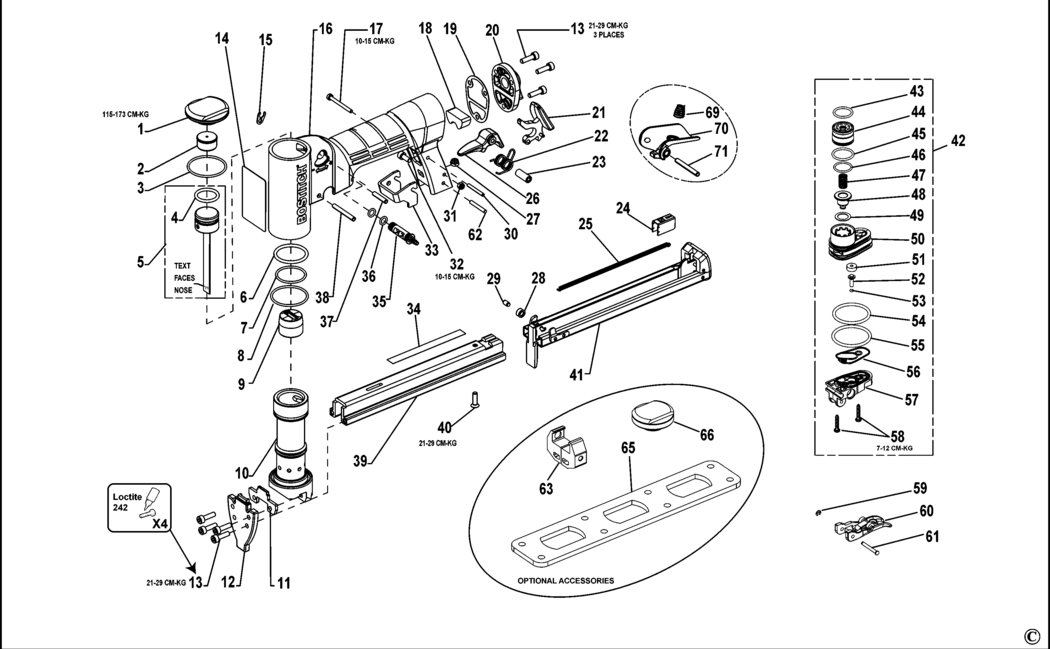 Bostitch 21680B-E Type Rev 1 Pneumatic Stapler Spare Parts