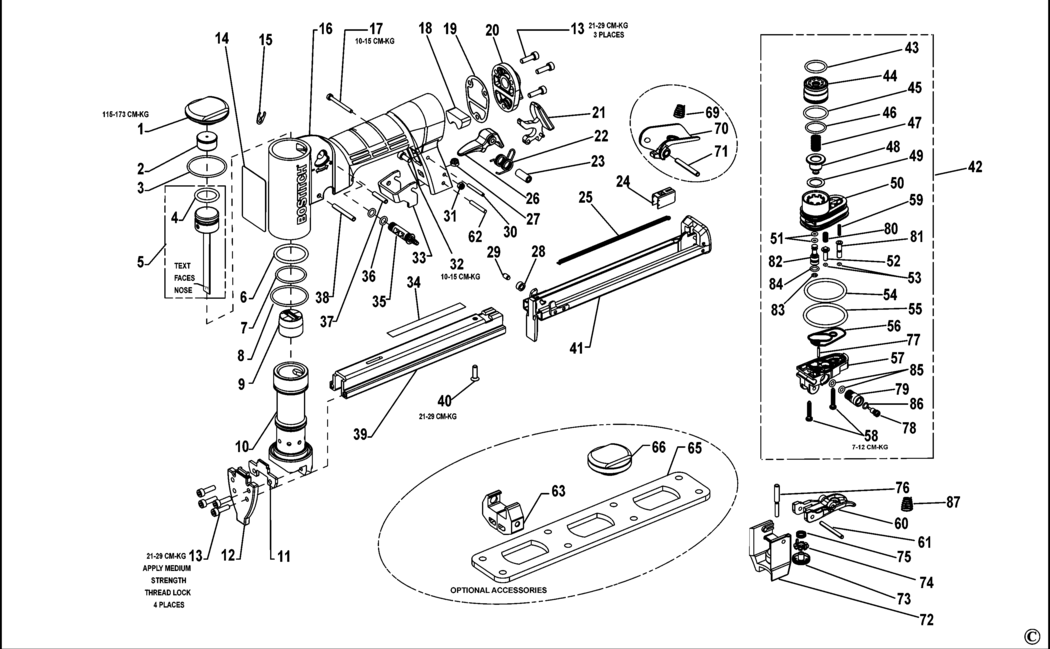 Bostitch 21680B-A-E Type 2 Pneumatic Stapler Spare Parts