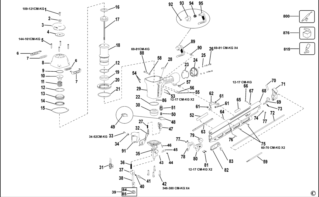 Bostitch F21PL-E Type Rev 1 Nailer Spare Parts