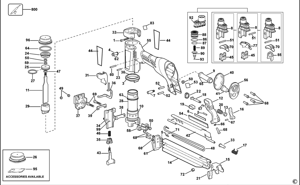 Bostitch 538S214 Type Rev C Pneumatic Stapler Spare Parts