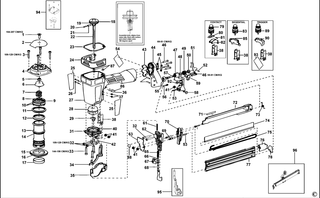 Bostitch 750S5-1 Type Rev H Pneumatic Stapler Spare Parts