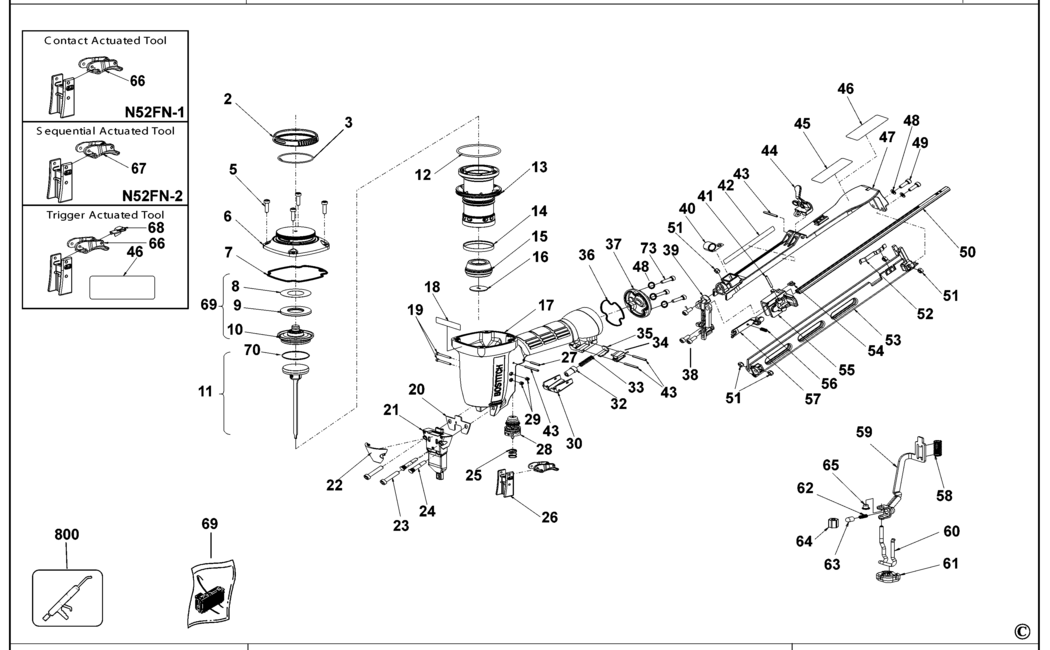 Bostitch N52FN-1 Type Rev G Nailer Spare Parts