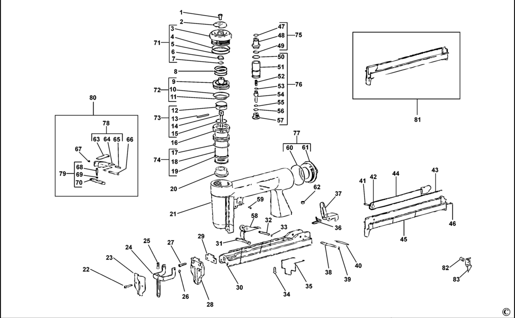 Bostitch ML15SIC-80/25B Type 0 Stapler Spare Parts