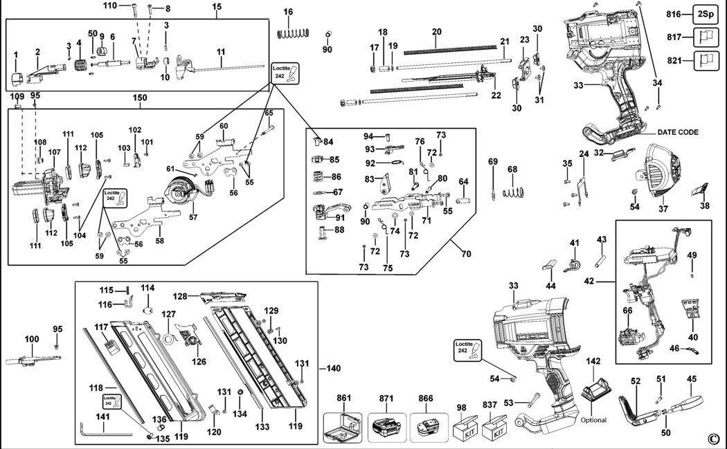 Bostitch BCF28WWB Type 2 Clipped Head Framing Nailer Spare Parts