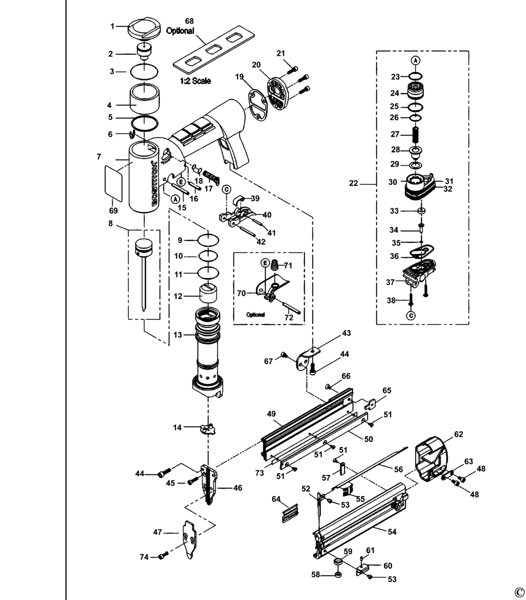 Bostitch TU-216-1825K-E Type REV A Nailer Spare Parts