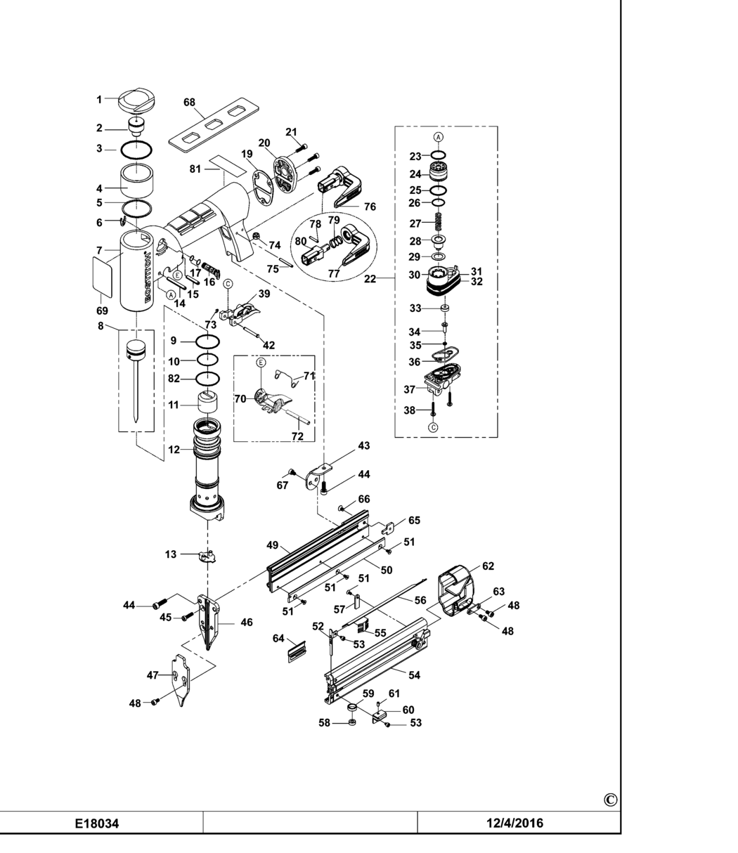 Bostitch HP118K Type REV A Stapler Spare Parts