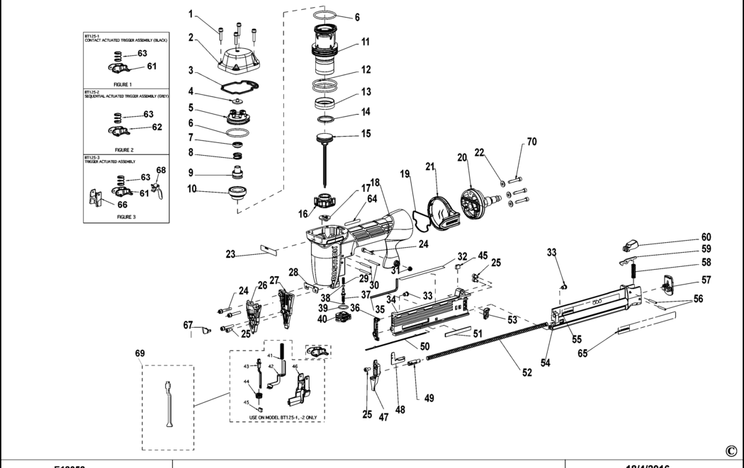 Bostitch BT125-1 Type REV A Brad Nailer Spare Parts