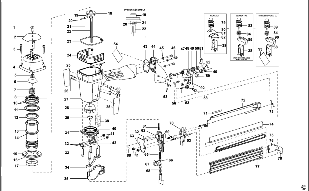 Bostitch 850S4-1 Type REV 0 Pneumatic Stapler Spare Parts