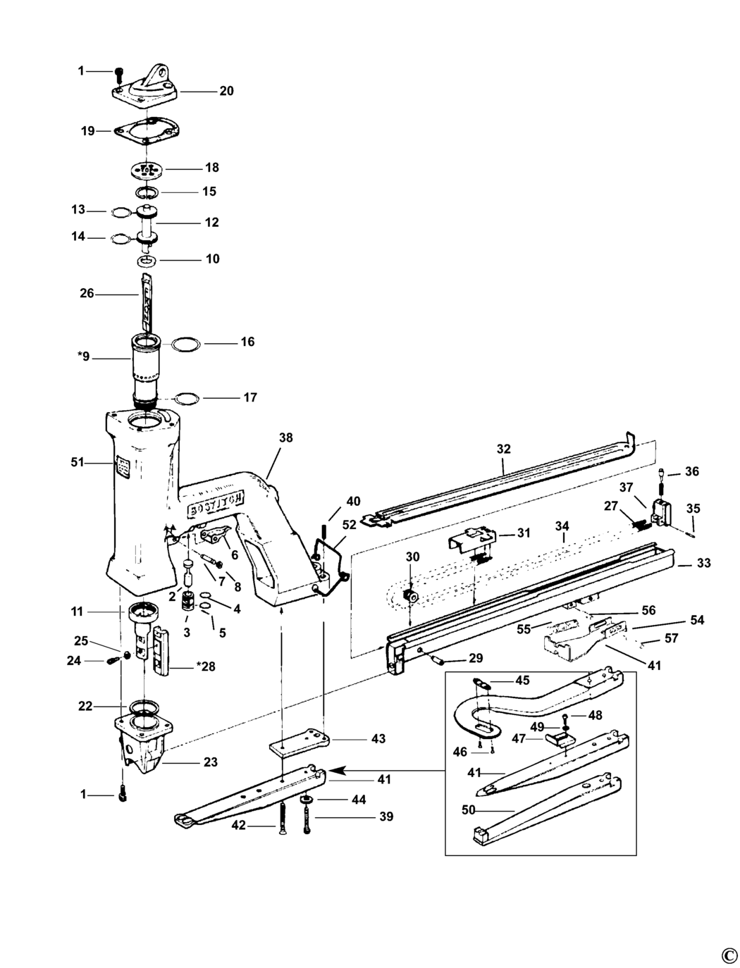 Bostitch P50CR-10B Type REV 0 Stapler Spare Parts