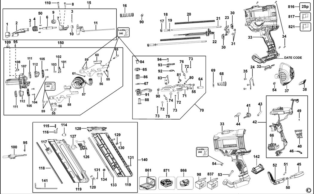 Bostitch BCF30PTB Type 1 Nailer Spare Parts