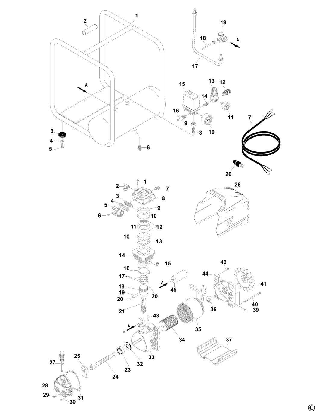 Bostitch SFC-RC6HP1.5-E Type REV 0 Compressor Spare Parts