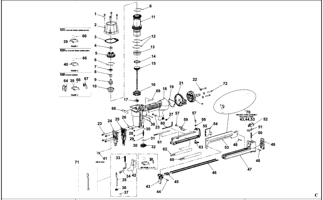 Bostitch SX150-1 Type REV 0 Stapler Spare Parts