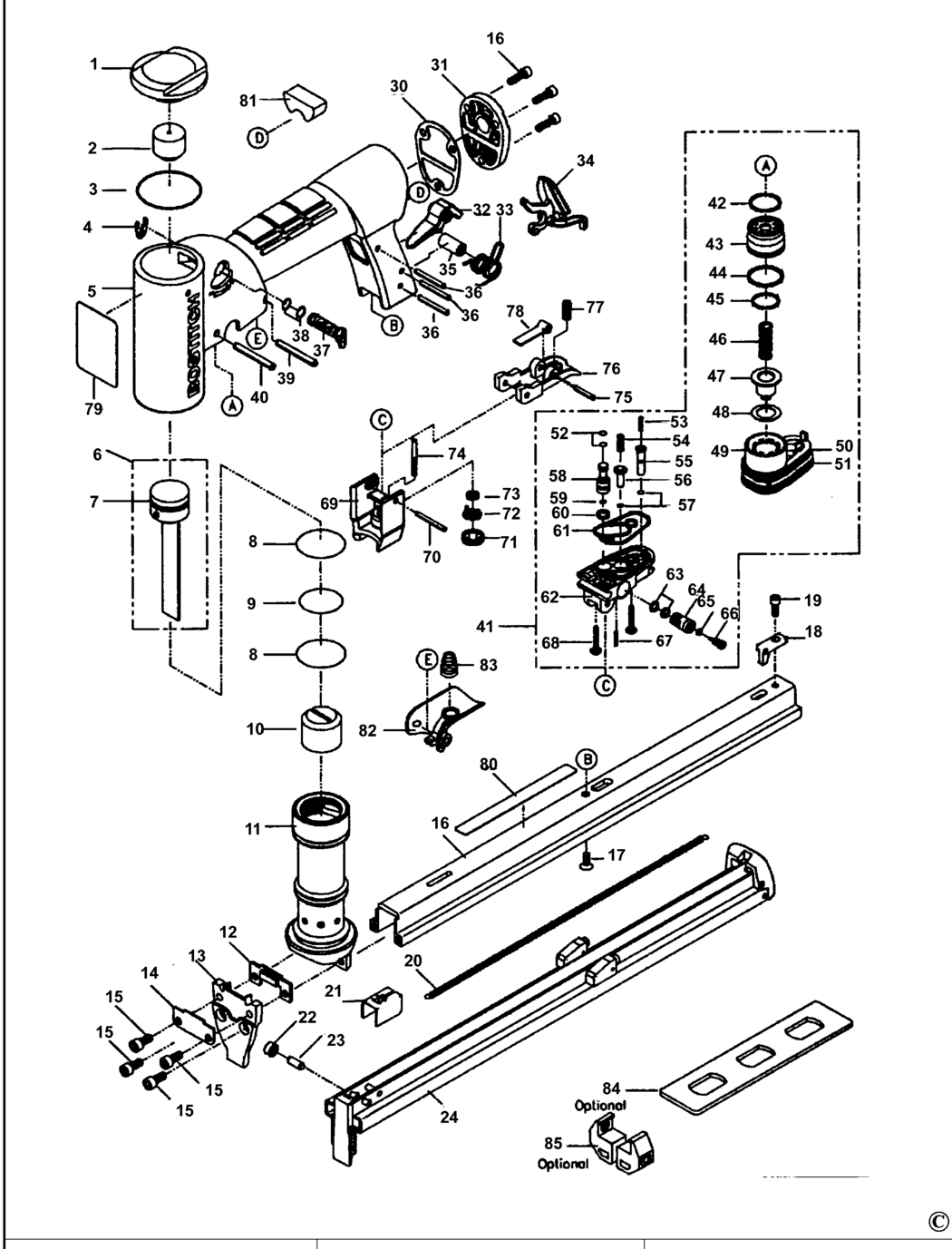 Bostitch TU-216-80ALM-E Type REV 0 Stapler Spare Parts