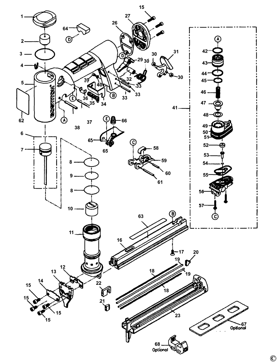 Bostitch TU-216-97-E Type REV 0 Stapler Spare Parts