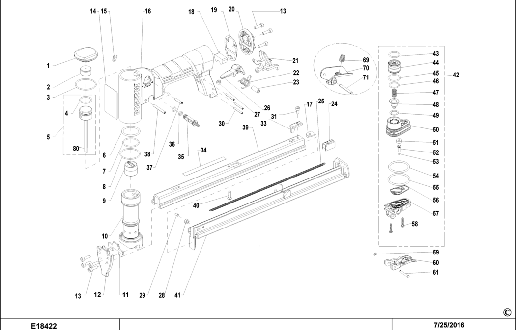 Bostitch 21680B-LM-E Type REV 0 Stapler Spare Parts