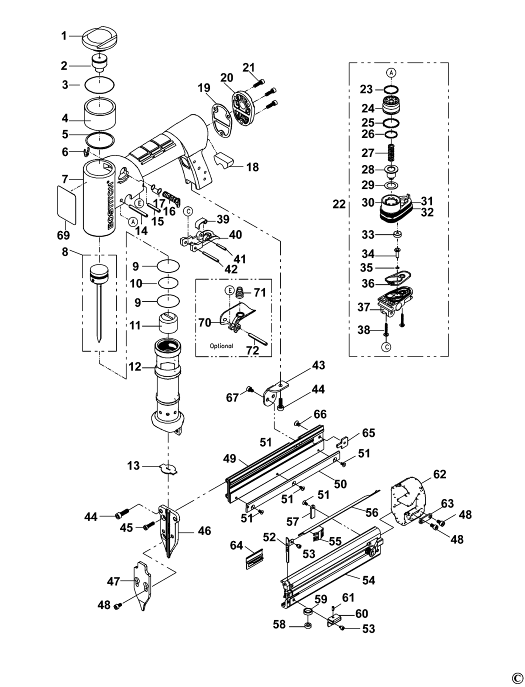 Bostitch TU-216-2330-E Type REV 0 Stapler Spare Parts