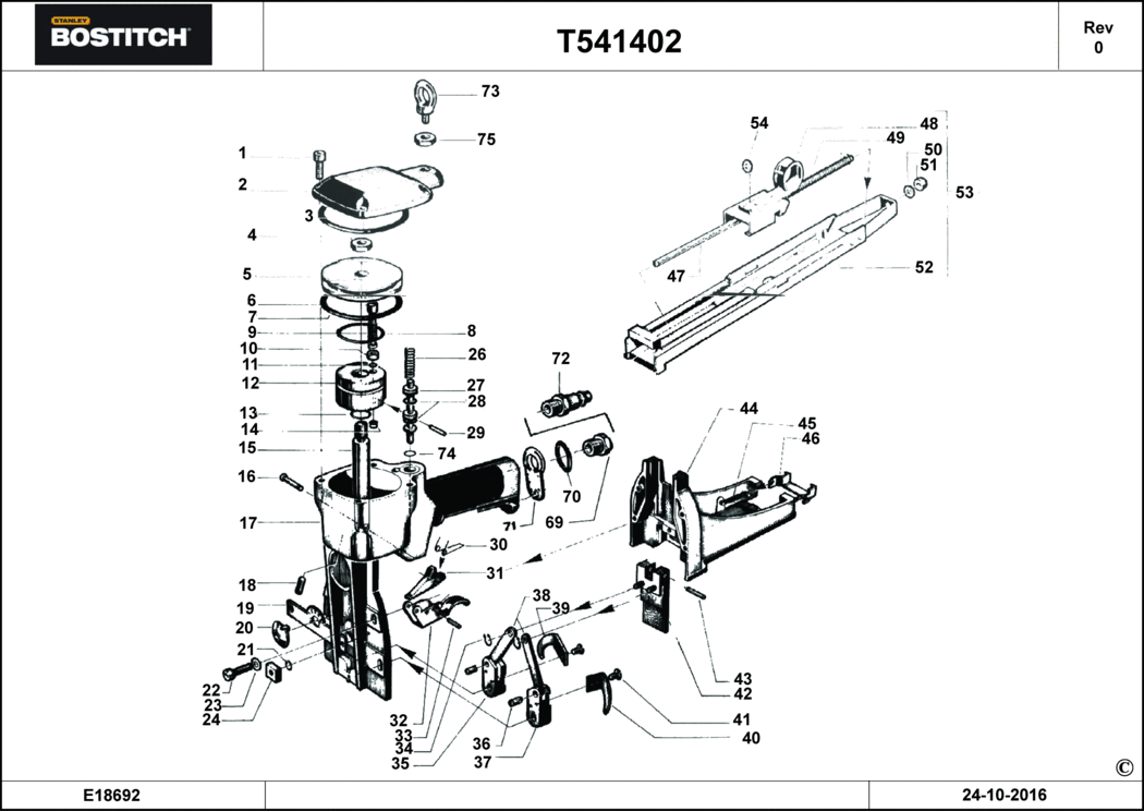 Bostitch T541402 Type REV 0 Carton Sealer Spare Parts