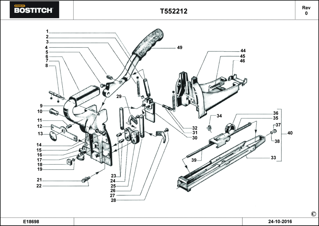 Bostitch T552212 Type REV 0 Carton Sealer Spare Parts