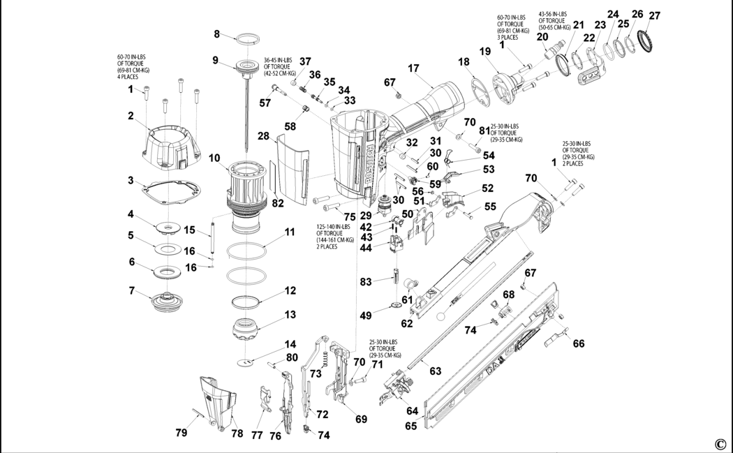 Bostitch DA1564SP Type 1 Finish Nailer Spare Parts