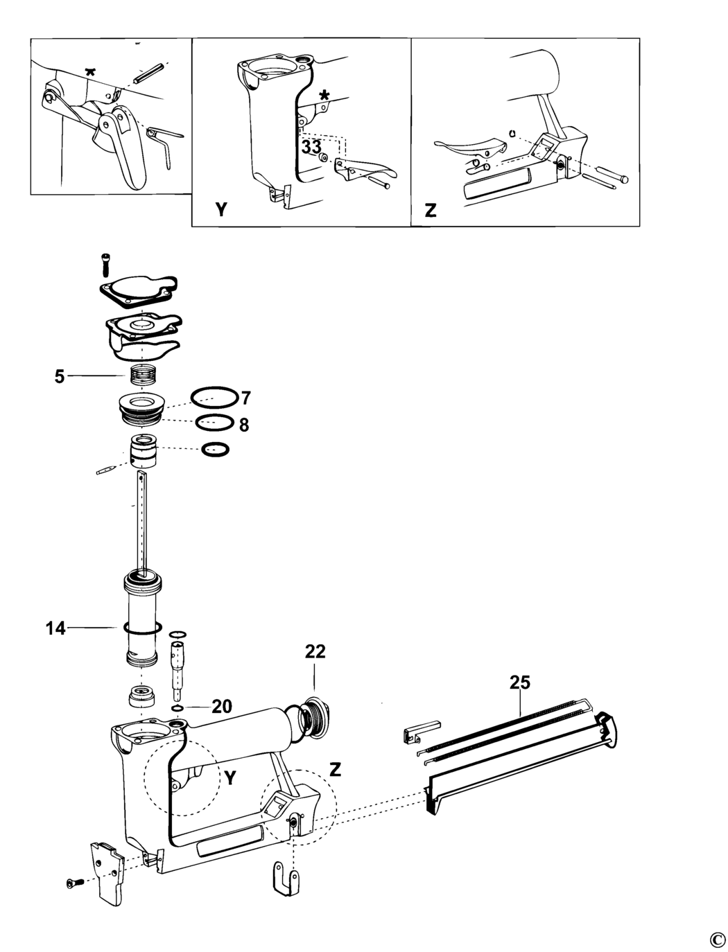 Bostitch MODEL 4000 9316 Type REV 0 Nailer Spare Parts