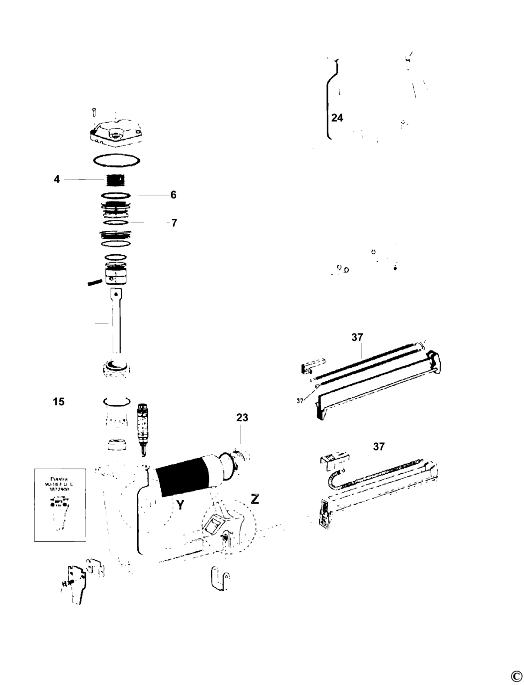 Bostitch MODEL 4025 Type REV 0 Nailer Spare Parts