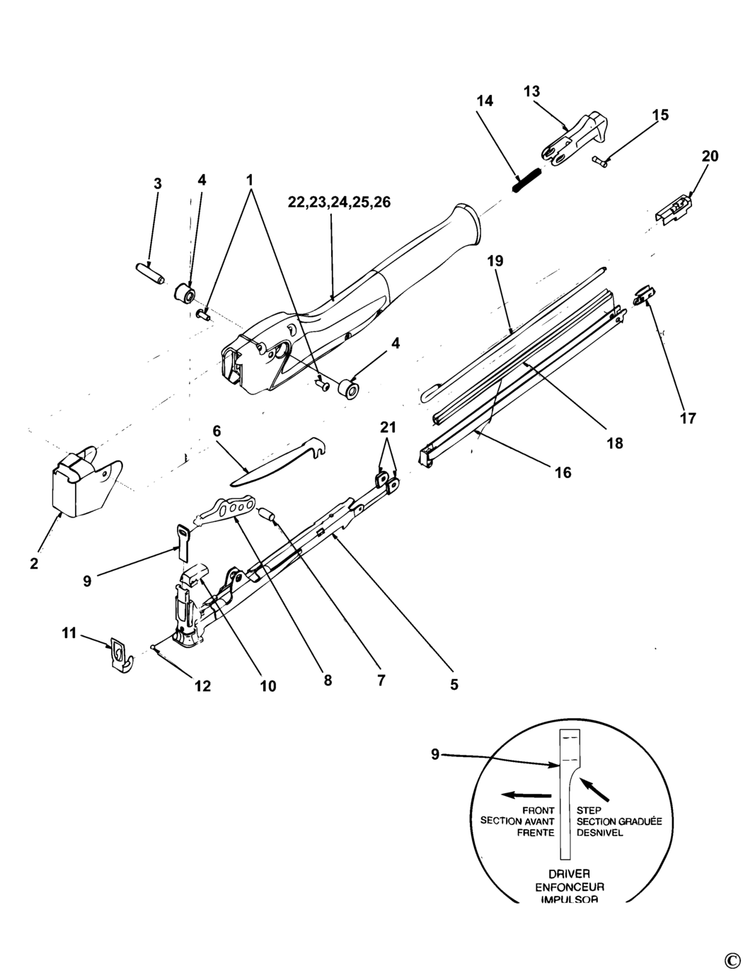 Bostitch PC1000 Type REV 0 Tacker Spare Parts