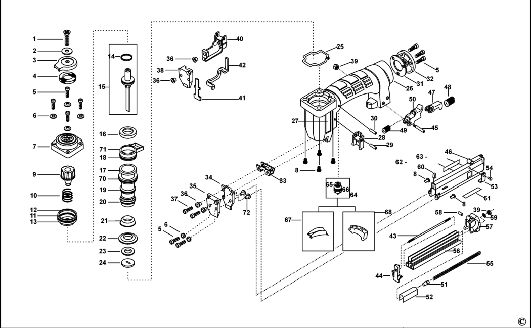 Bostitch PC5000 Type REV 0 Stapler Spare Parts