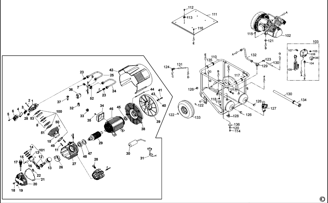 Bostitch SB-BD2X9-2.5 Type REV 0 Compressor Spare Parts