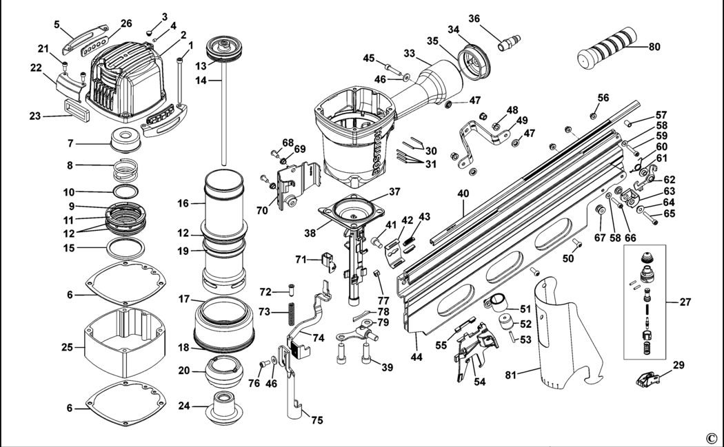 Bostitch BRT160-C-E Type 1 Nailer Spare Parts