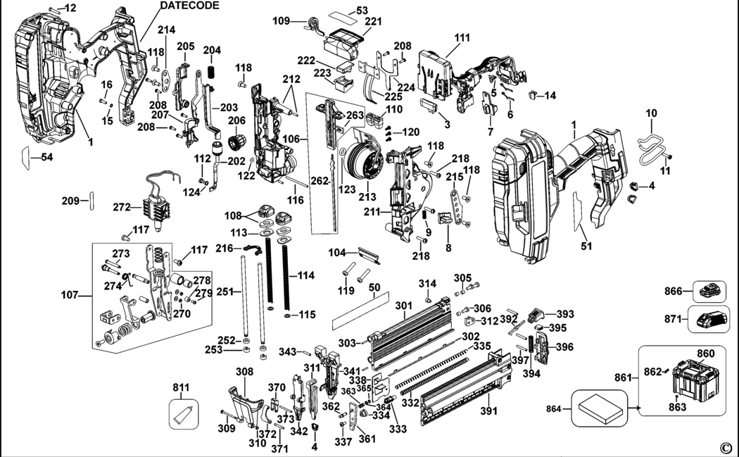 Bostitch BTCN110 Type 1 Brad Nailer 18 Gauge Spare Parts