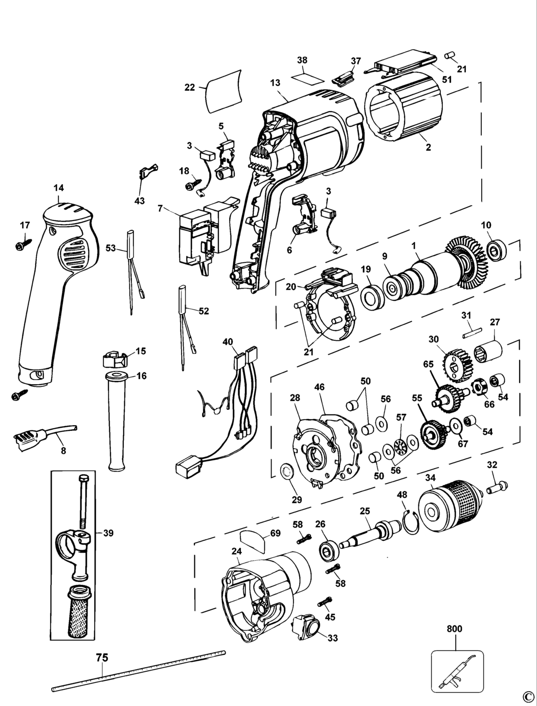 Elu BM18EBT Type 2 Drill Spare Parts