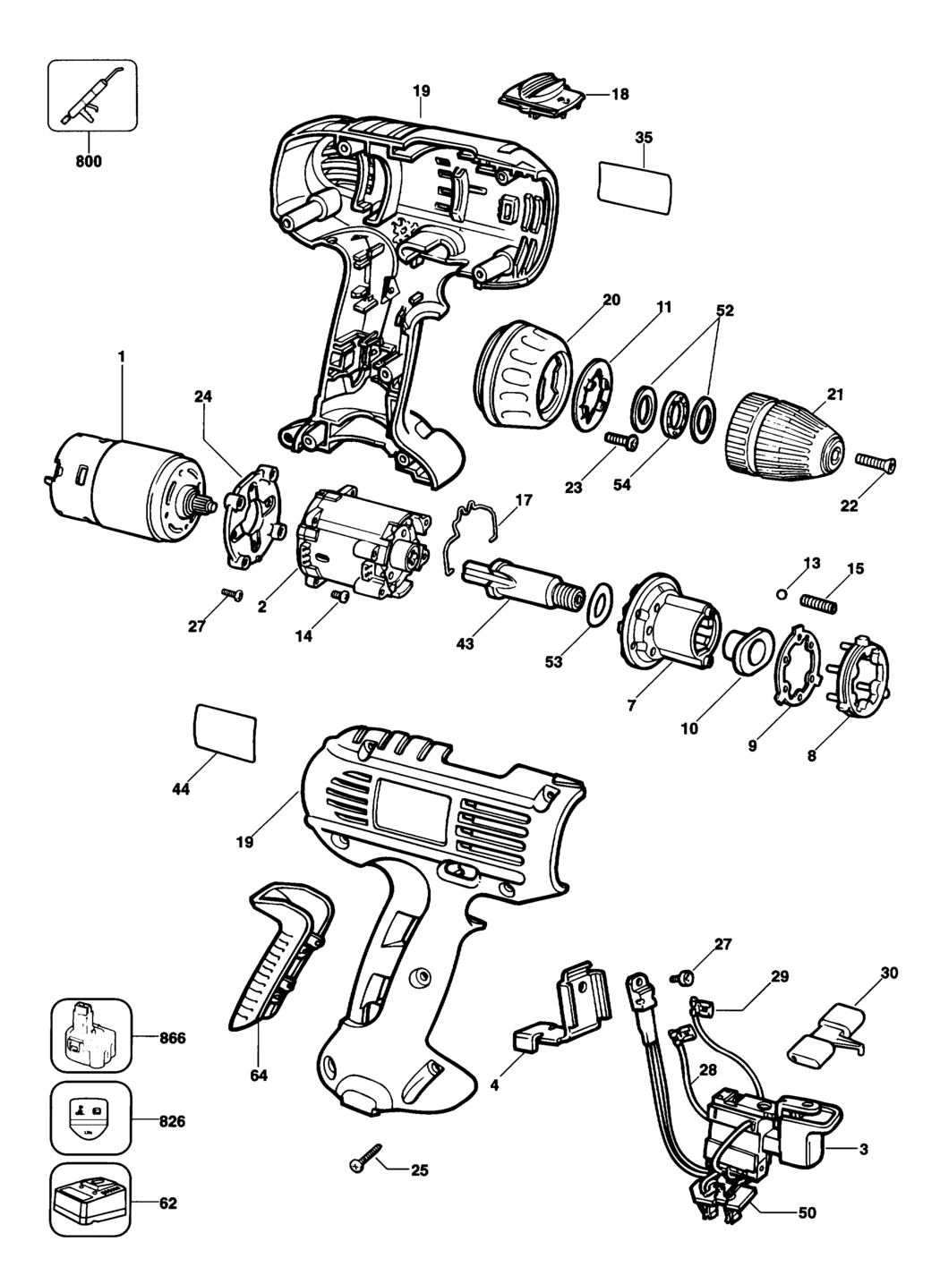 Elu BSA20K Type 1 Cordless Drill Spare Parts