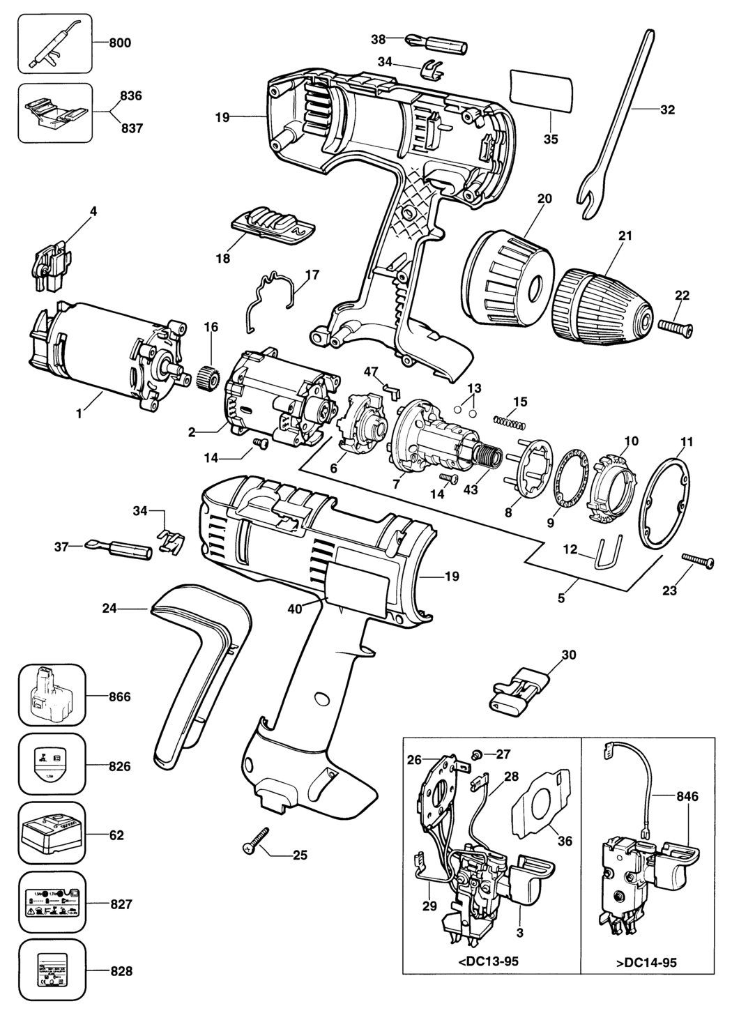 Elu BSA31K Type 1 Cordless Drill Spare Parts