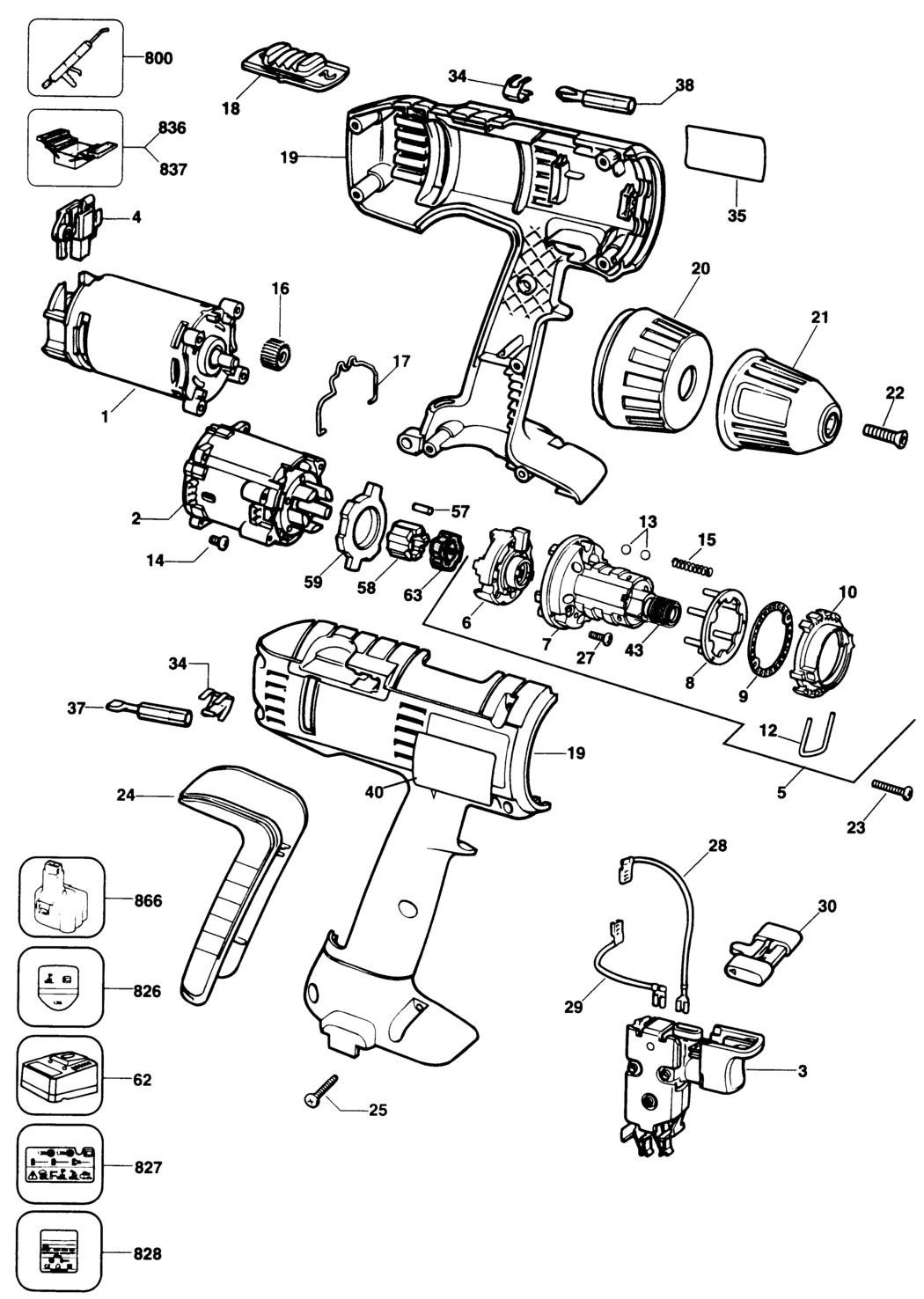 Elu BSA31K Type 2 Cordless Drill Spare Parts