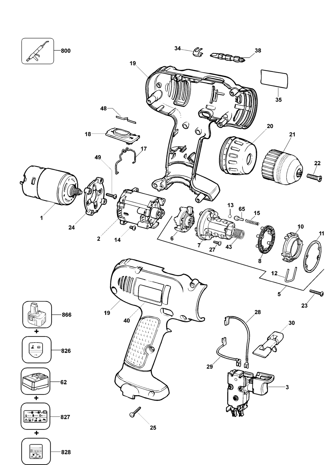 Elu BSA33 Type 2 Cordless Drill Spare Parts