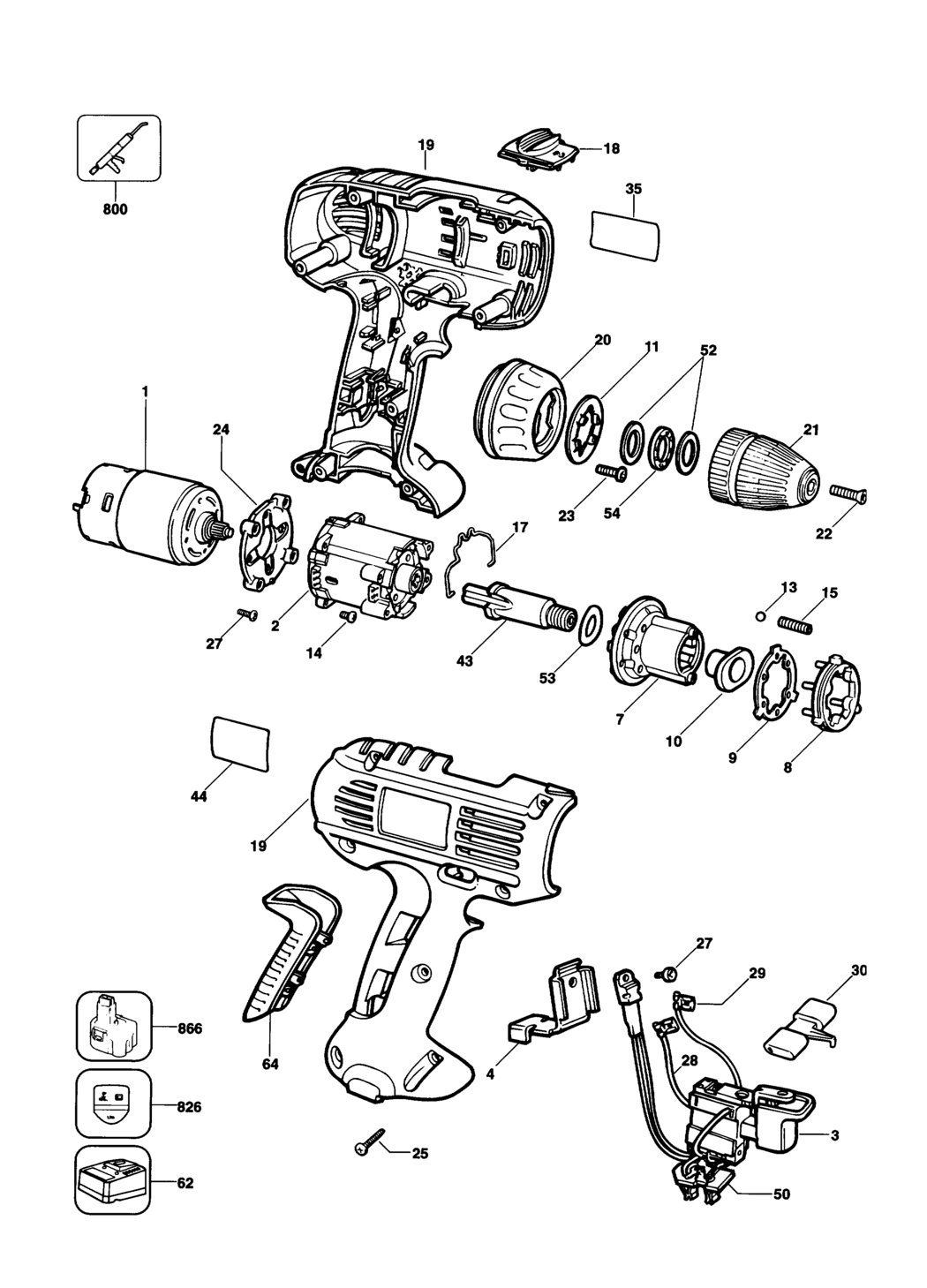 Elu BSA50K Type 1-2 Cordless Drill Spare Parts