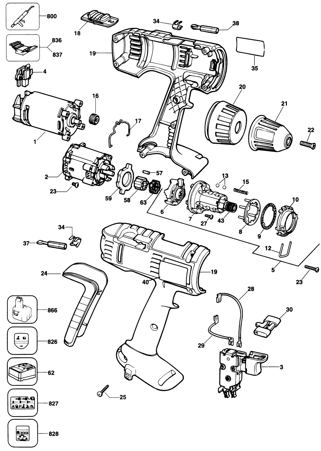 Elu BSA82K Type 2 Cordless Drill Spare Parts